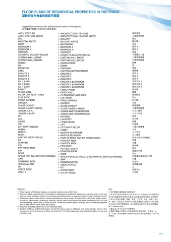 雲海 FLOOR PLANS OF RESIDENTIAL PROPERTIES IN THE PHASE