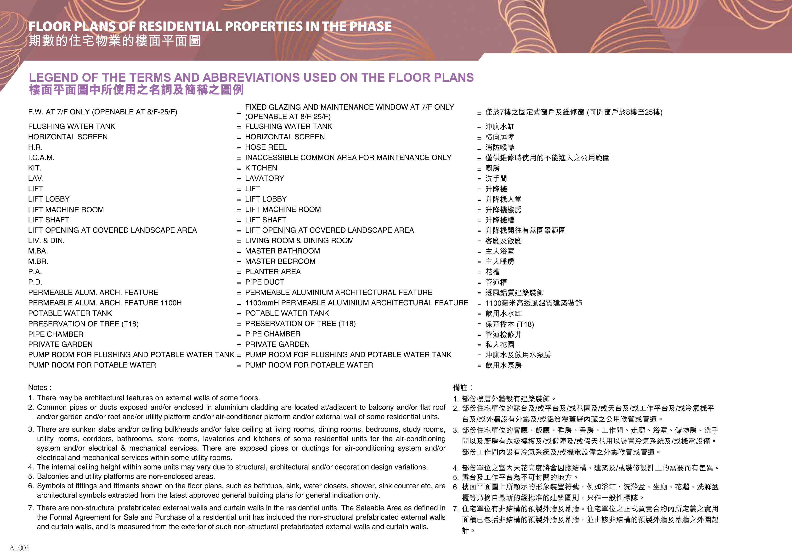 瓏珀山 FLOOR PLANS OF RESIDENTIAL PROPERTIES IN THE PHASE（放大）
