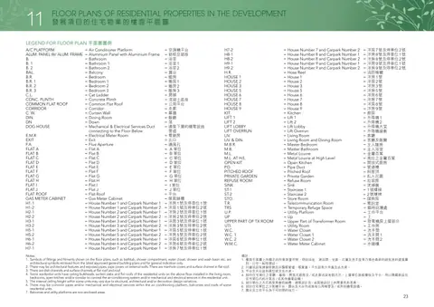 南屏匯 LEGEND FOR FLOOR PLAN 平面圖圖例