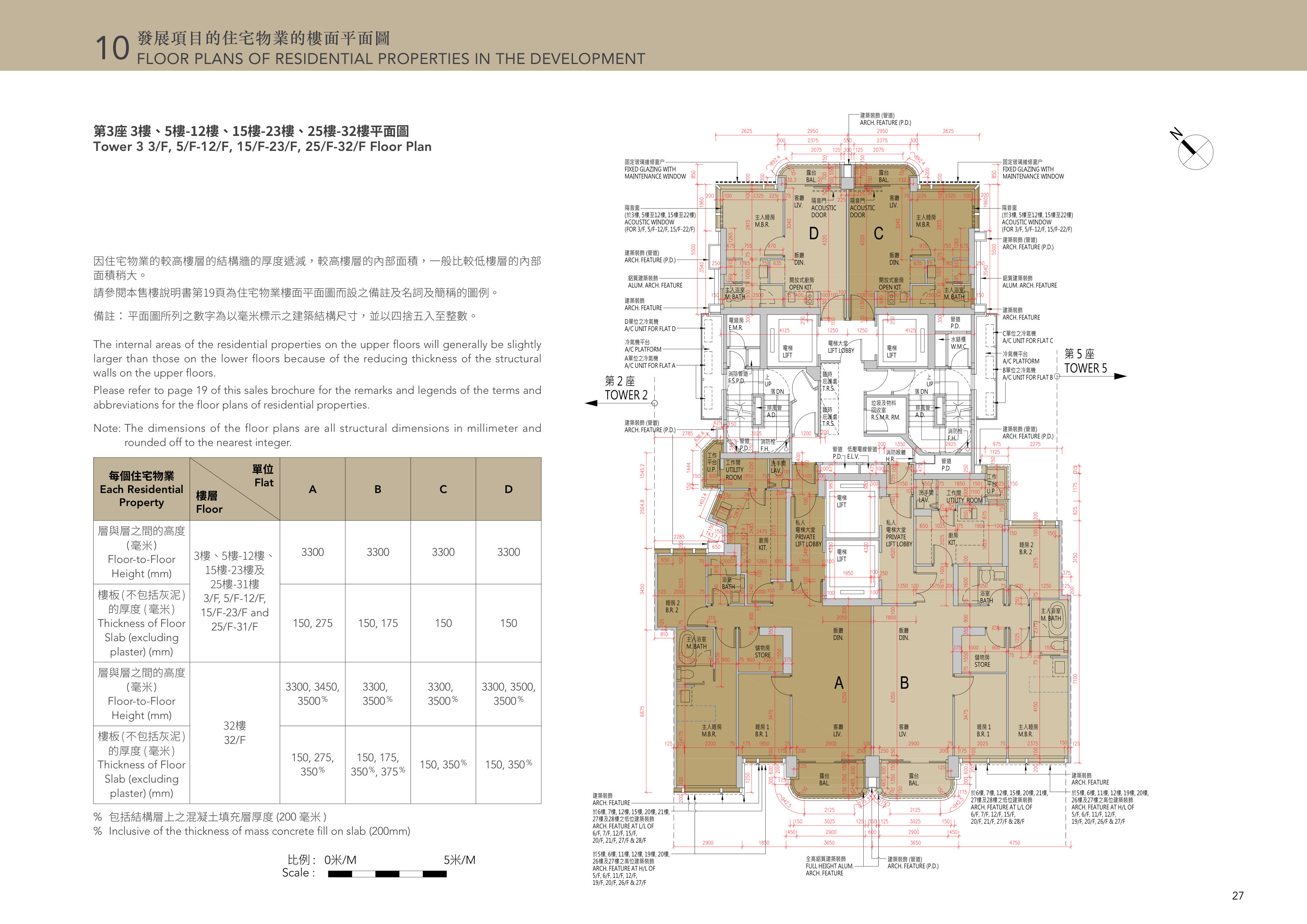 天瀧 第3座 3樓、5樓-12樓、15樓-23樓、25樓-32樓平面圖（放大）