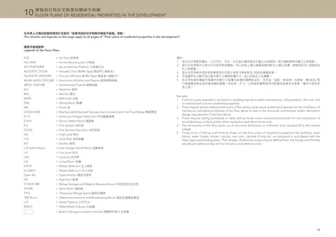 天瀧 在本頁上之備註和圖例適用於全部的「發展項目的住宅物業的樓面平面圖」頁數。