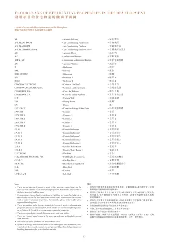 St. George's Mansions Legend of terms and abbreviations used on the floor plans